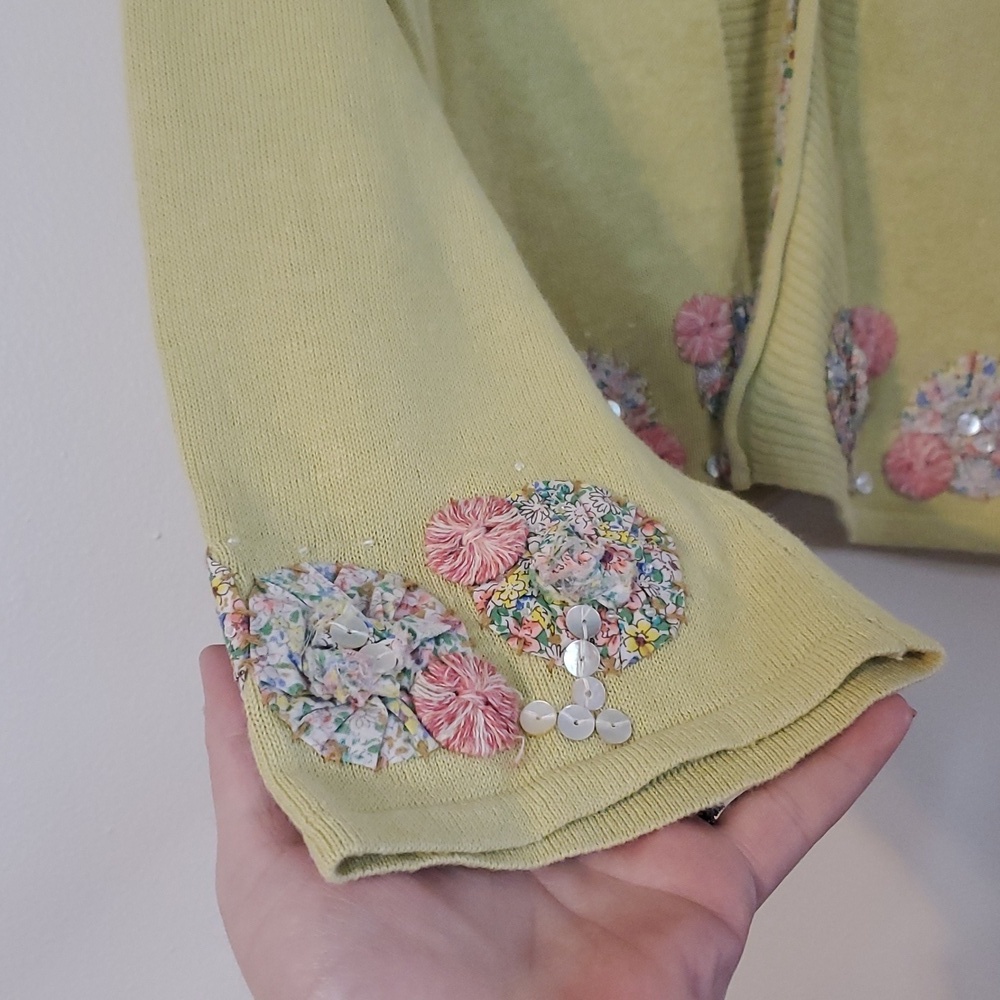 J.Jill Lightweight Throw On Sweater Cotton Linen Quilted Embroidery Size MP BoHo - Picture 4 of 14